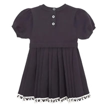 Armani Baby - Girl Short Sleeve Pleated Dress Logo, Navy Image 2