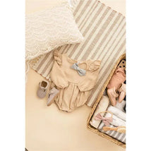 Babe Basics - Flutter Sleeve Linen Baby Romper, Oatmeal Image 5