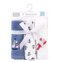 Baby Vision - 6Pk Hudson Baby Unisex Baby Super Soft Cotton Washcloths, Lobster Image 3
