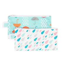 Bumkins 2-Pack Reusable Snack Bags, Raindrops/Umbrella Image 1