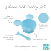 Bumkins - Silicone Feeding Set with Suction for Baby and Toddler, Mickey Mouse Light Blue Image 2
