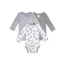 Burts Bees - 3Pk A-Bee-C Organic Long Sleeve Bodysuits, Heather Grey Image 3