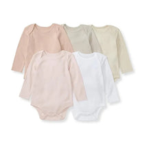 Burts Bees - 5Pk Baby Girl Solid Long Sleeve Bodysuits, Pink Sand Image 1