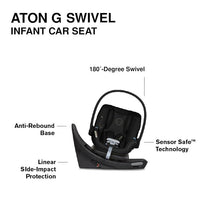 Cybex - Eos 5-In-1 Travel System Stroller Black Frame + Lightweight Aton G Swivel Infant Car Seat With Sensorsafe Moon Black Image 2