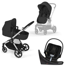 Cybex - Eos 5-In-1 Travel System Stroller Silver Frame + Aton G Swivel Infant Car Seat With Sensorsafe, Moon Black Image 1