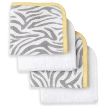 Just Born Welcome to the Circus 4-Pack Woven Washcloth Set, Neutral Image 1