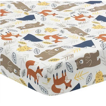 Lambs & Ivy - Sierra Sky Woodland Bear/Fox 100% Cotton Baby Fitted Crib Sheet Image 1