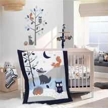 Lambs & Ivy Whimsical Woods Blue/Gray Woodland 3-Piece Baby Crib Bedding Set Image 2