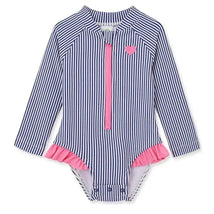 Little Me - Baby Girl Heart Rashguard Blue Image 1