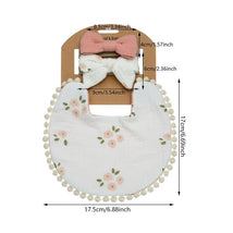 Little Trendy - Baby Floral Cotton Waterproofer Bib And Bows Headband Set, Color 4 Image 2