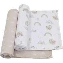 Living Textiles - 2Pk Rainbow Sloth Jersey Swaddle Image 1