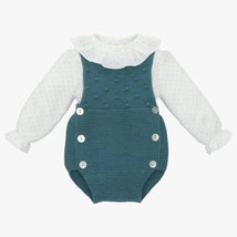 Martin Aranda - Baby Boy Set Blouse & Overall Petit Flowers, Green Image 1