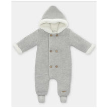Martin Aranda - Baby Boy Sweater Knit Lined Pramsuit With Removable Feet Glace, Light Blue Image 1