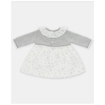 Martin Aranda - Baby Girl Knit Woven Mix Dress & Glace, Light Grey Image 2