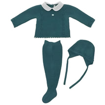 Martin Aranda - Take Me Home Set Petit Flowers Sweater, Leggins & Bonnet, Green Image 1
