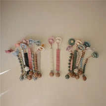 Mushie - Linen Pacifier Clip – 2 Pack, Dusty Rose/Shifting Sand Image 2