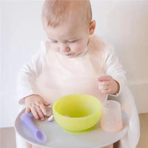 Ola Baby - Fold N Go Silicone Baby Waterproof Bib with Travel Case, 2 Pk, Blueberry/Pearl Image 2