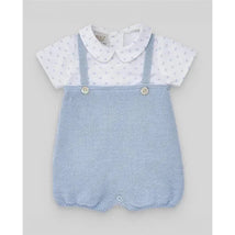 Paz Rodriguez - Baby Boy Knit Newborn Romper, Sky Blue/White Image 1