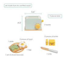 Pearhead - Brunch Time Montessori Toy Toaster Oven Set, 9 Piece Wooden Play Toy Set Image 2