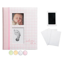Pearhead - Gingham Baby Memory Book And Clean-Touch Ink Pad, Pink Image 1