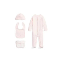 Polo Ralph Lauren Baby - 4Pk Long-Sleeve Interlock Coverall, Bib, Beanie & Print Knit Caddy, Beryl Blue Image 1