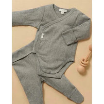 Pure Baby - Baby Neutral Pointelle Footed Leggings, Smoke Melange Image 3
