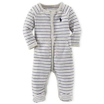 Ralph Lauren Striped Cotton Coverall, Light Heather Multi Image 1