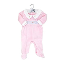 Rose Textile - Baby Girls Smocking Floral Velour Coverall Image 2