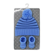 Rose Textile - Baby Hat & Navy Stripe Bootie Set Image 2