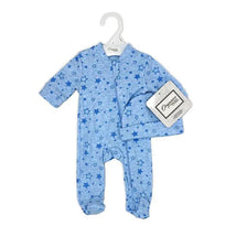 Rose Textiles - 100% Organic Heather Star Sleeper + Hat, Blue Image 2