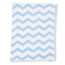 Rose Textiles - Coral Fleece Blanket, Blue & White Chevron Image 2