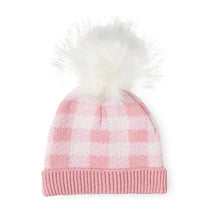 Rose Textiles - Pink Buffalo Check Faux Fur Pom-Pom Beanie & Booties Image 2