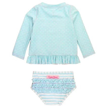Rufflebutts - Baby Tropical Breeze Heart Polka Long Sleeve Rash Guard Bikini Image 2