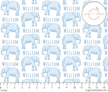 Sugar + Maple Personalized Stretchy Blanket | Elephant Blue - MacroBaby