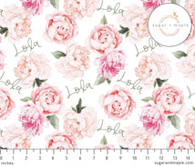 Sugar + Maple Personalized Stretchy Blanket | Peach Peony Blooms - MacroBaby