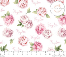 Sugar + Maple Personalized Stretchy Blanket | Pink Peonies - MacroBaby