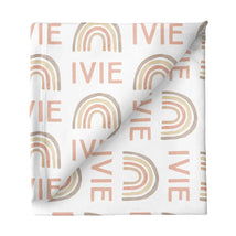 Sugar + Maple Personalized Stretchy Blanket | Rainbow Neutral - MacroBaby