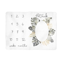 Sugar + Maple Personalized Tropical Boho Leaves Milestone Blanket | Personalized - MacroBaby