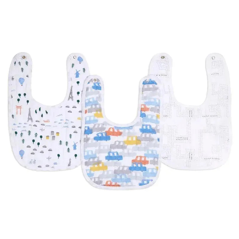 Aden + Anais - 3Pk Muslin Snap Bib, Little Big World Image 1