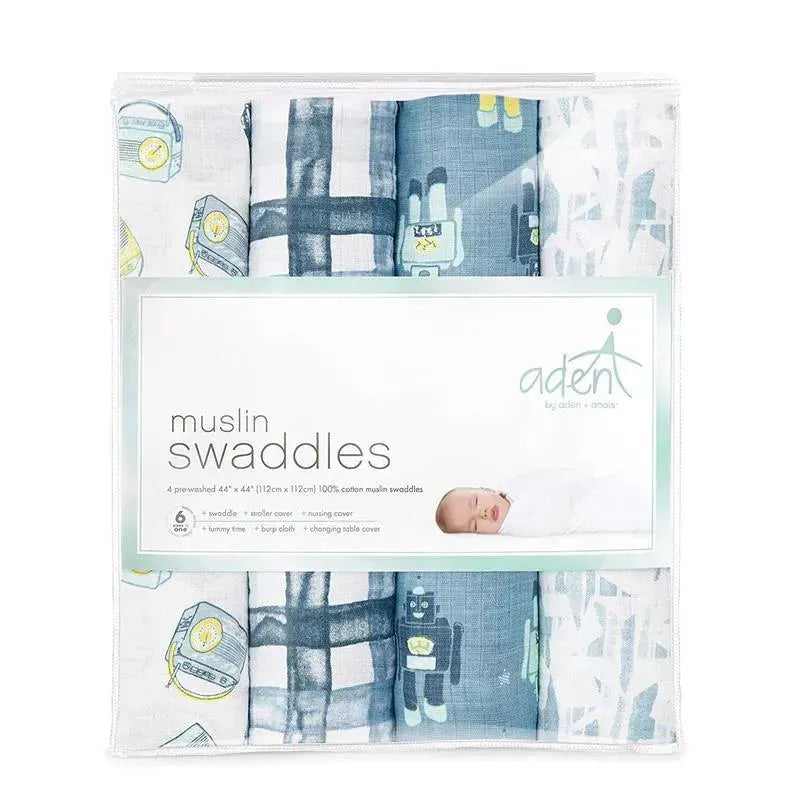 Aden + Anais - 4 Pk Muslin Swaddles, Retro Image 1