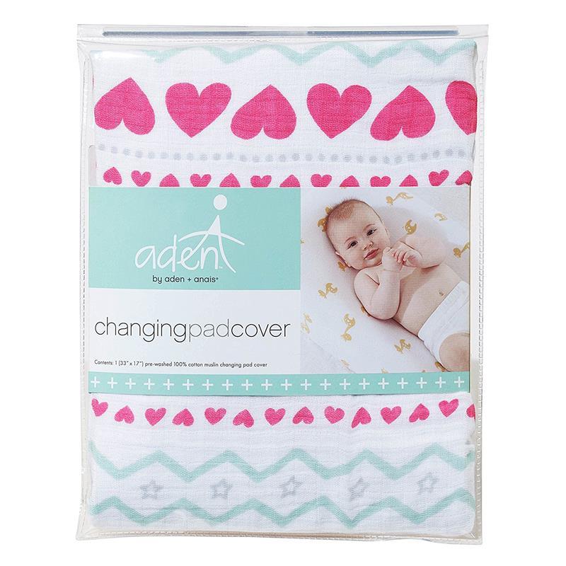 Aden + Anais Dove Muslin Changing Pad Cover, Light Hearted Image 2