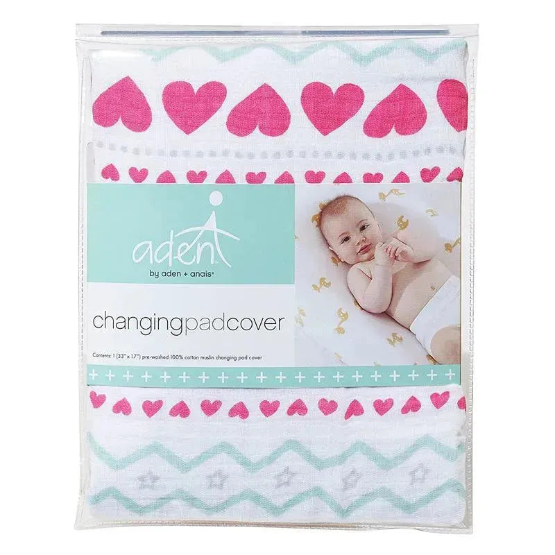 Aden + Anais Dove Muslin Changing Pad Cover, Light Hearted Image 2