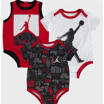Air Jordan Baby Boys 3Pk Bodysuits Jumpmen, Red, Black and White Image 1