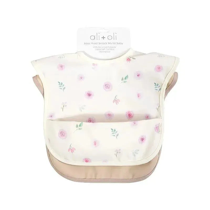 Ali + Oli - 2Pk Smock Bib For Baby Short Sleeve, Flowers Sand Image 2