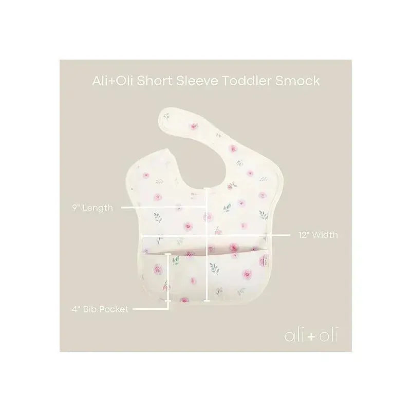 Ali + Oli - 2Pk Smock Bib For Baby Short Sleeve, Flowers Sand Image 4