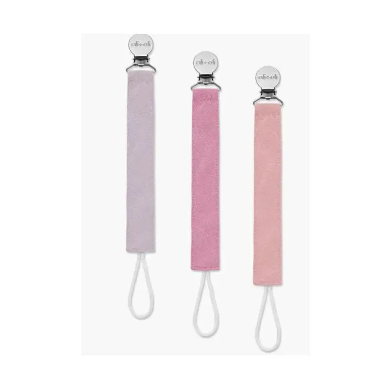 Ali + Oli - 3Pk Pacifier Clip Linen, Flamingo Image 1