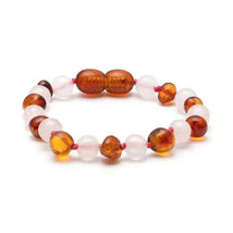 Ali + Oli - Amber & Gemstone Bracelet, Cognac/Rose Image 1