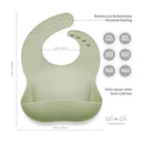 Ali + Oli Silicone Baby Bib Roll Up & Stay Closed (Light Sage) Image 2