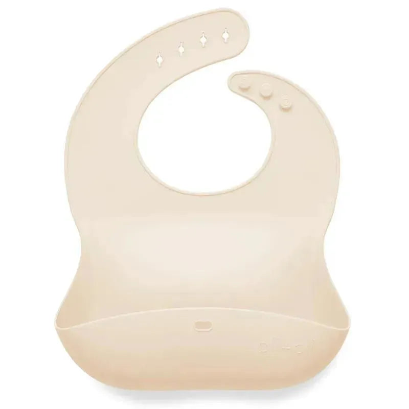 Ali + Oli Silicone Baby Bib Roll Up & Stay Closed (Sand) Image 1