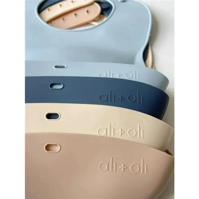 Ali + Oli Silicone Baby Bib Roll Up & Stay Closed (Sand) Image 4